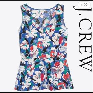 JCREW Floral Linen Peplum Top